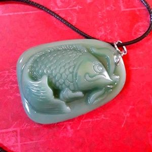💜JADE FISH NECKLACE WITH CORD